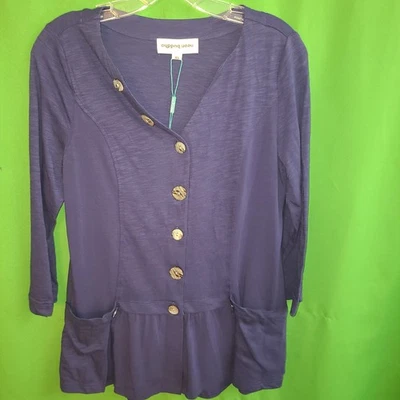 2363) Новый с Ярлыками неоновые BUDDHA x-маленький возвращение домой рубашка синий карман хлопок футболка верхний новый  - Изображение 1 из 4