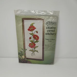 Paragon Needlecraft Poppies in Bloom Creative Crewel Stitchery #0113 Vintage Neu - Bild 1 von 6