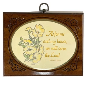 Vintage As For Me And My House…Joshua 24:15 Print in Carved Wood Frame - Picture 1 of 10