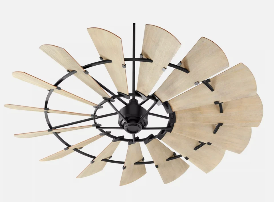 IMPRESIONANTE NUEVO Ventilador de Techo Quorum 197215-69 Molino de Viento EXTERIOR PATIO NEGRO Foto 1 de 1