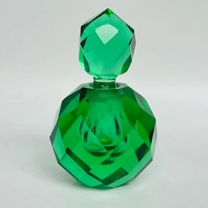 Green IRICE I.W. Rice & Co. Handgeschliffener facettierter Kristall Parfüm Flakon - Bild 1 von 5