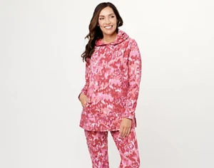 Isaac Mizrahi SOHO bedrucktes Sweatshirt mit Kapuze rosa S A452445 - Bild 1 von 6