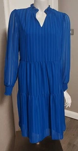 Nanette Lepore Cobalt Blue Long Sleeve Tiered Dress Size 14 BNWT - Picture 1 of 4