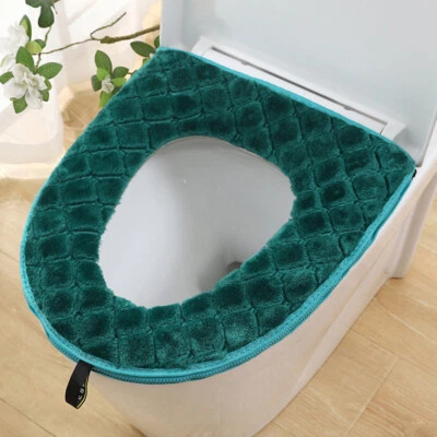 Home Toilet Seat Cover Chenille Toilet Seat Cover w/Zipper Washable Stretchy Pad - Image 1 of 4