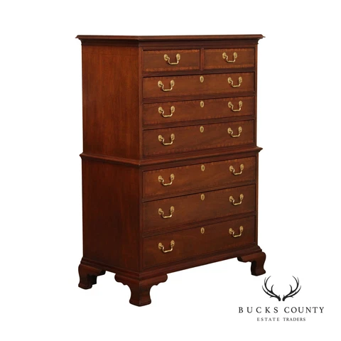 Councill Craftsmen Chippendale Style Mahogany Chest on Chest Cover
