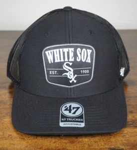 Mütze Kappe Chicago White Sox '47 Marke MLB Mesh Trucker verstellbar Druckknopflasche schwarz - Bild 1 von 5