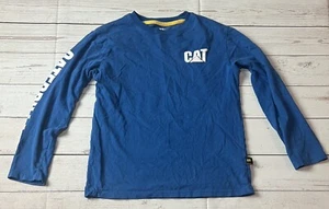 Caterpillar Cat Work Tractor Equip Bulldozer T-Shirt Blue Wtih White Logo 10/12 - Picture 1 of 7