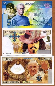 SET Vatican, France, Greenland 50;1000;1000, 2016-2021 Private Issue, UNC - Picture 1 of 2