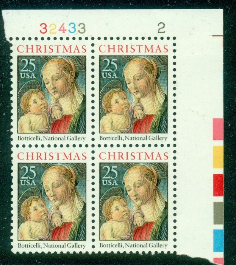 SCOTT # 2399 PLATE BLOCK, MADONNA AND CHILD, MINT, OG, NH, GREAT PRICE! - Image 1 of 1