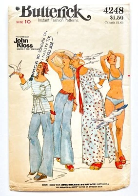 Butterick 4248 John Kloss Women's Cover Up Pants Bikini & Belt, Size 10, 1970s - Image 1 of 3