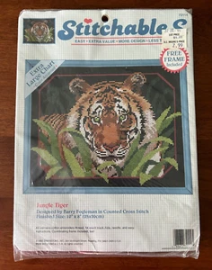 Dimensions Stitchables 72114 Jungle Tiger Cross Stitch Kit with Frame 8”X10” - Picture 1 of 3