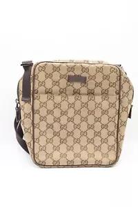 Vintage GUCCI Shoulder bag GG Canvas crossbody Brown Auth from JAPAN - Picture 1 of 18