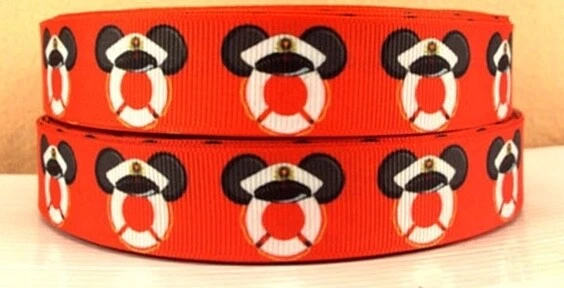 Impresión de crucero rojo Disney | Cinta de grosgrain de 7/8" | Corte de 5 yardas Foto 1 de 1