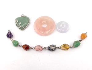 Bracelet Wrap Wire Gemstones + Jadeite Gemstones Garnet-Ameth-citrine- Stones - Picture 1 of 8