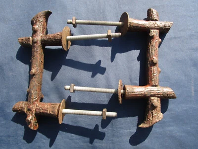 2 grosses poignées longueur 26,5 cm ancienne fonte décor faux-bois Porte entrée - Photo 1/4