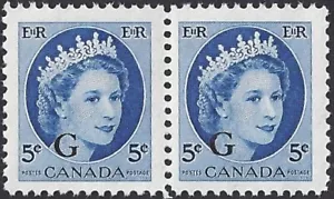 Canadá #O44 Par "QUEEN ELIZABETH II" Nuevo 1953 Sobreimpresión Edición G - Imagen 1 de 2