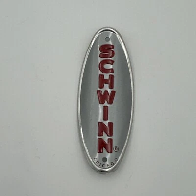 Placa de identificación de cabeza de bicicleta Schwinn genuina GRIS con rojo HECHO EN EE. UU. NUEVO NOS Foto 1 de 2