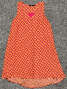 Azel Hazel Tunic Top Womens L Orange Pink Geometric Sleeveless V Neck Lined - Picture 1 of 11