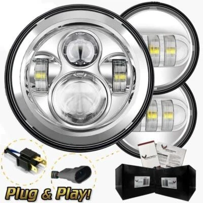 Eagle Lights Chrome 7" LED Headlight Kit with Passing Lights for Harley - Image 1 of 4
