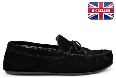 Mens Moccasin Slippers Mens Extra Large Moccasin Slippers Real Suede Sizes 14/15 - Image 1 of 4