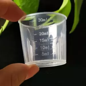 10x 30ml Medicine Measuring Cups Disposable Clear Liquid Measure Pot Container - Picture 1 of 5