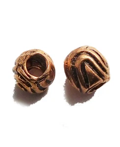 25 PCS 9MM SOLID COPPER LARGE HOLE BALI BEAD ANTIQUE COPPER  813 - Picture 1 of 3
