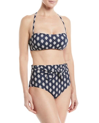 NUEVO CON ETIQUETAS $256 Traje de baño Tory Burch estampado bandeau y faja-corbata cintura alta - ¡Mediano! Foto 1 de 4