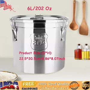Airtight Rice Bucket 6L 304 Stainless Steel Canister Food Storage Container NEW - Picture 1 of 8