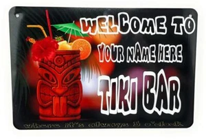 WELCOME TO TIKI Bar Personalized with your name 12"x8" Aluminum Sign - Picture 1 of 5