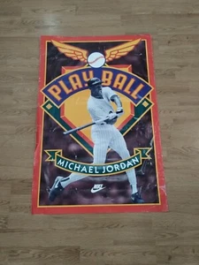 Nike Michael Jordan Play Ball Baseball Poster 1994 OOP 34X23  - Picture 1 of 18