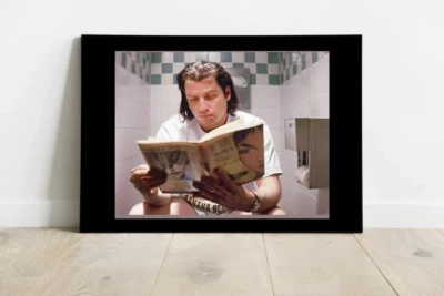 Pulp Fiction Poster- Travolta-Vincent Vega On Toilet-Funny Bathroom Picture-839 - Image 1 of 4