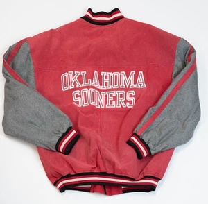Vintage Oklahoma Sooners Suede Leather Varsity Jacket Size L NCAA Football READ - Picture 1 of 24