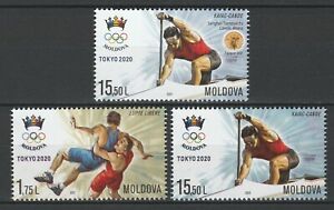 Moldavie Jeux Olympiques d'été 2021 - Tokyo 2020 + Médaille gagnante 3 timbres mnh