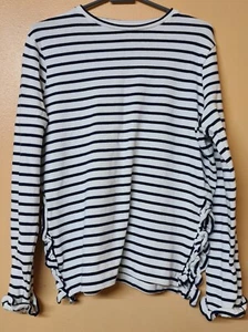Boden Jumper Top White Black Stripe Cotton Size 10 - Picture 1 of 6
