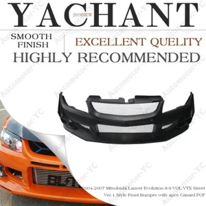 Portion Carbon vol vtx Front Bumper w/Canard For 04-07 Mitsubishi Lancer EVO 8-9 - Foto 1 di 10
