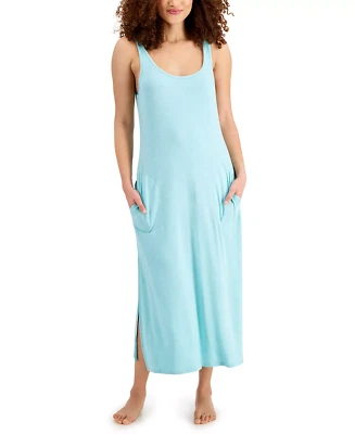 Maxi camisón sin mangas ultra suave cuello redondo Alfani para mujer talla XS en Aqua Reef $55 Foto 1 de 4