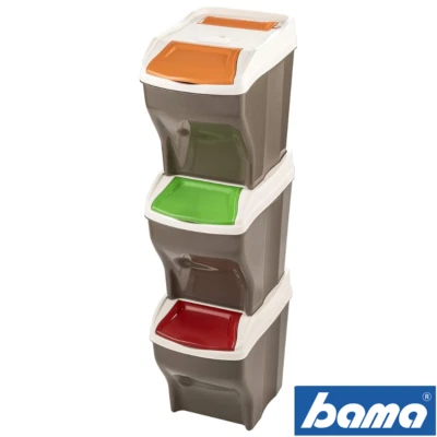 Bama PATTUMIERA SET 3 SECCHI per RACCOLTA DIFFERENZIATA 81 Lt cm 30x40x37,5h - Immagine 1 di 4