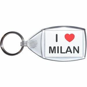 Milan I Love Heart Clear Plastic Key Ring (S, M or L) - Picture 1 of 8