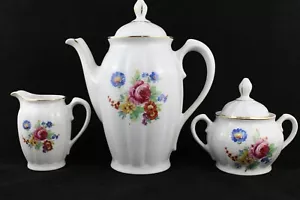 SET Cafe Tetera Azucarero Cremera Porcelana SANTA CLARA Mah Vigo España, Años70 - Imagen 1 de 5