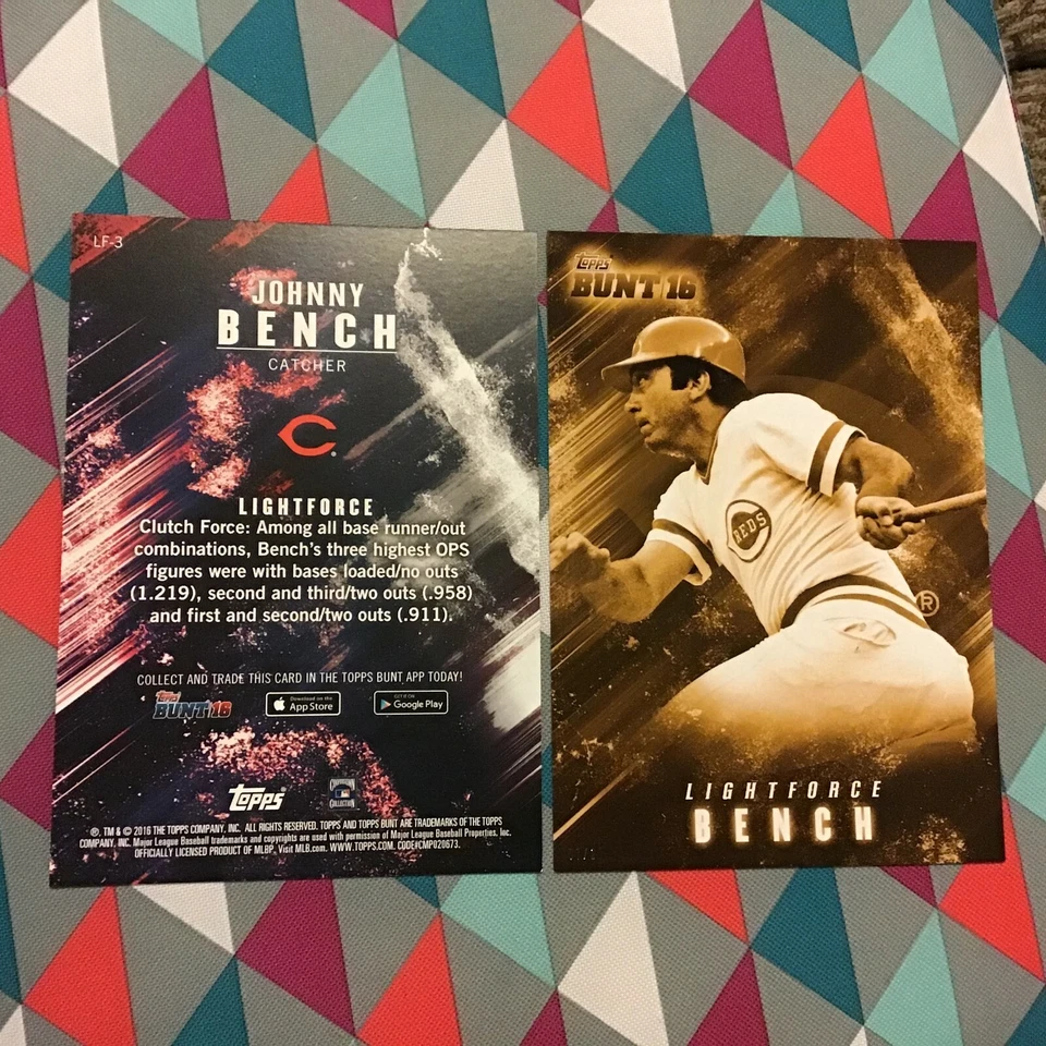 JOHNNY BENCH Reds #LF-3 Light Force 2016 Topps BUNT 5X7 Gold Version #/10 Made - Image 1 of 1