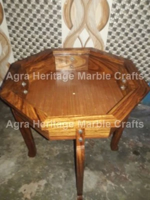 15" Marble Table Top Wooden Stand/Base Home Interior Decor E551 - Image 1 of 4