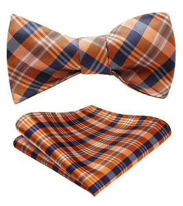 Bowtie Men Check Plaid Self Tie Bow Ties and Pocket Square Classic Formal Ora... - Picture 1 of 5