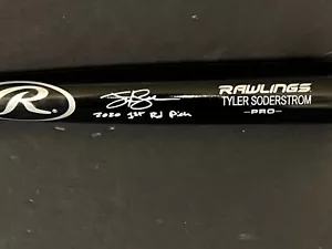 Tyler Soderstrom A's pipistrello inciso firmato automatico nero Beckett 2020 1° Rd scegli - Foto 1 di 3