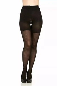 SPANX LOVE YOUR ASSETS SHAPING TIGHTS Sz 2 BLACK TEXTURED WISHBONE NEW NIP HOSE - Picture 1 of 7