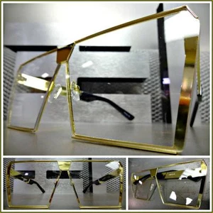 ENORME MARCO DORADO LENTES TRANSPARENTES ESTILO CLUB FIESTA RETRO VINTAGE DE GRAN TAMAÑO - Imagen 1 de 10