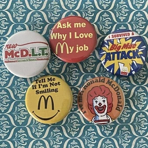 McDonalds Replica Button 5-Pack Vintage Retro Pack #2 - Picture 1 of 2