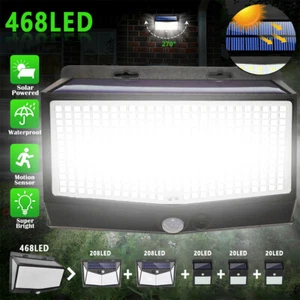 468 LED Solar Power Wall Light Waterproof PIR Motion Sensor Outdoor Street Lamp - Picture 1 of 12