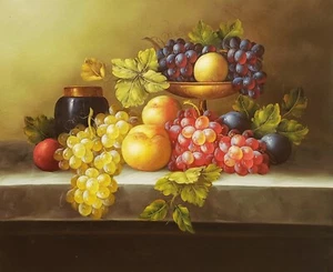Fruits Still Life #3D-3, 20x24, pintura al óleo sobre lienzo 100 % pintada a mano - Imagen 1 de 5