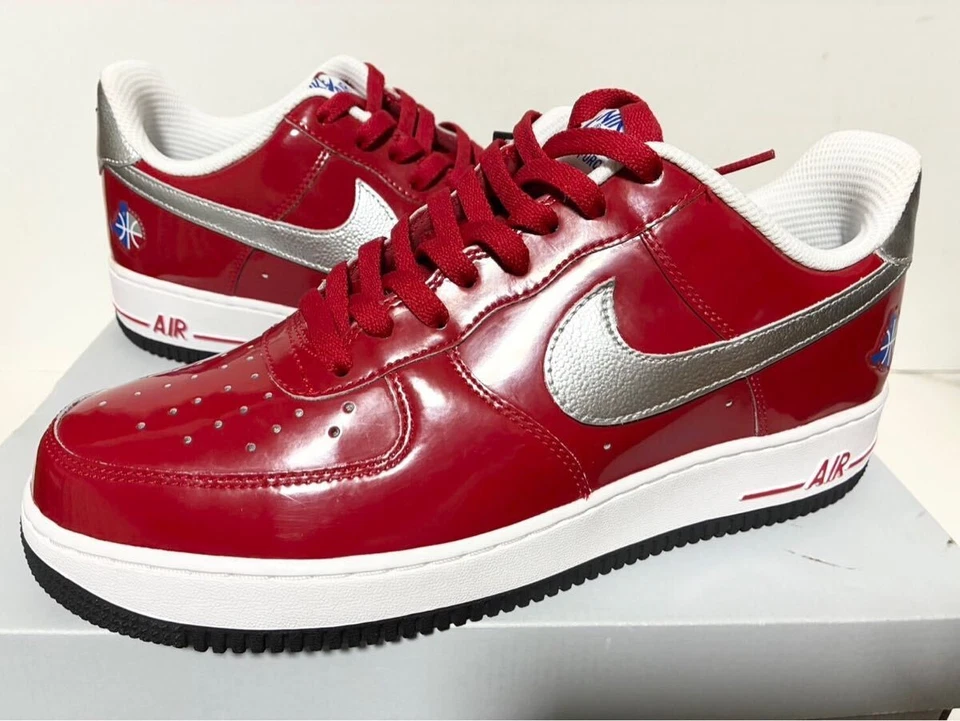 Deadstock 2009 Nike Air Force 1 '07 Vrsty Red Mtllc Slvr-Wht-Blk 315122-602 Us10 - Image 1 of 4