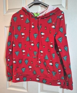 Peanuts Snoopy Árbol de Navidad Bolsa Frontal Bolsillo Ropa de Salón Sudadera con Capucha Talla Med - Imagen 1 de 6